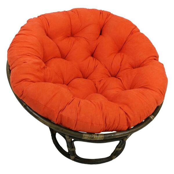 International Caravan 42 in. Rattan Papasan Chair with Micro Suede Cushion, Tangerine Dream 3312-MS-TD